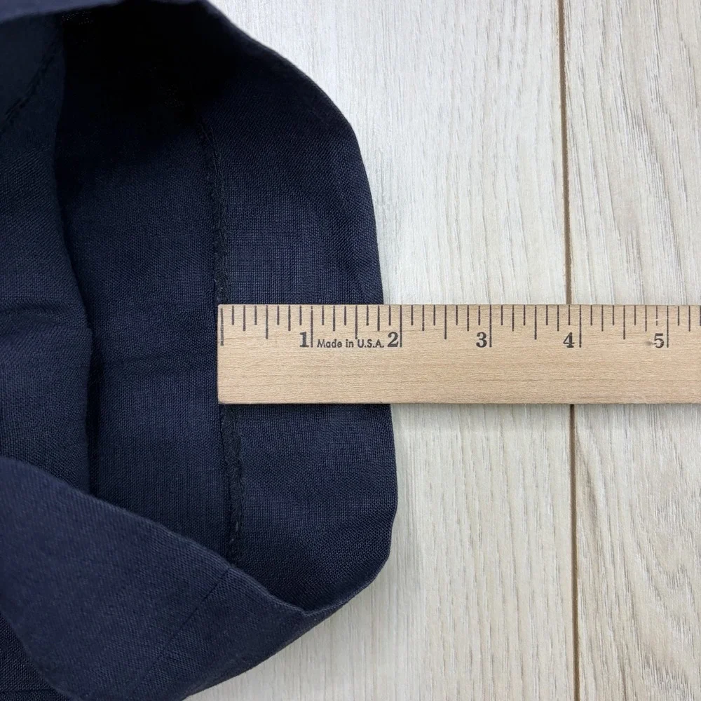 Gran Sasso 100% Flax Dress Pants Mens Size 34x32 Navy Blue Trousers Linen